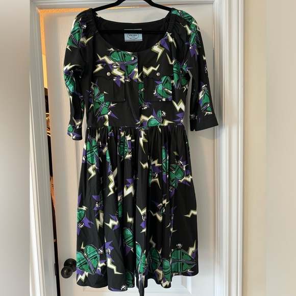 PRADA midi dress black with hearts - Picture 3 of 11